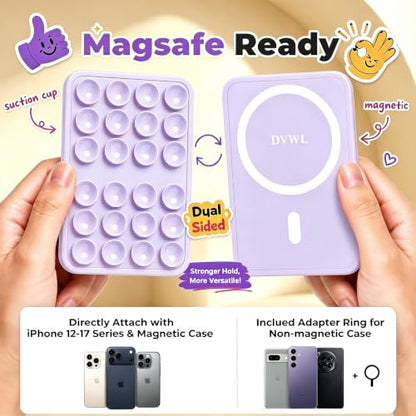 Magnetic Suction Sticky Phone Grip for iPhone 12-17 Series, Lavender - color: Lavender