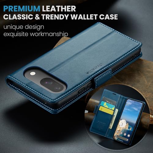 Wallet Case for Google Pixel 10/Google Pixel 10 Pro, Magnetic Flip Case with RFID Blocking Card Holder Kickstand for Women Men, Shockproof Durable Protective Phone Cover (Blue) - color: Blue