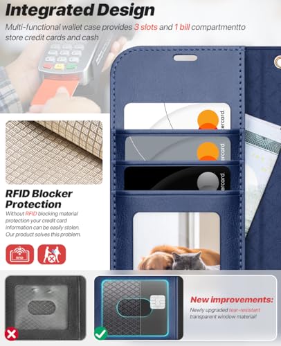 OCASE for iPhone 17 Detachable Wallet Case with Card Holder, 2 in 1 PU Leather Flip Folio with RFID Blocking Stand Wrist Strap Shockproof Phone Cover 6.3 Inch 2025, Blue - color: Blue, size: iPhone 17