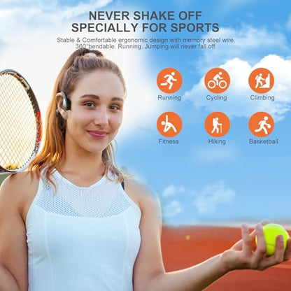 Bone Conduction Headphones - Bluetooth 6.0 Open Ear Headphones, Comfort Fit Wireless Headphones with Mic, 10hrs Playtime, IPX6 Sweatproof, Lightweight,Premium Loud Sound for Running,Sport,Travel