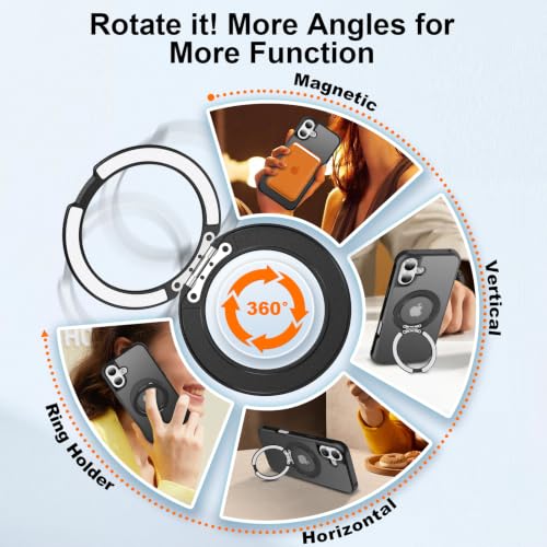 360°Magnetic Swivel Ring for iPhone 17 Case-Black - color: Black, size: iPhone 17
