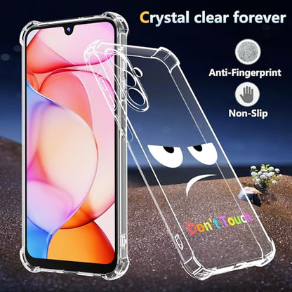 Phone Case for Samsung Galaxy A17 5G Case, Samsung A17 5G Case with Tempered Glass Screen Protector, Soft Flexible TPU Slim Fit Shockproof Phone Cover for Women Men Girl Boy (Clear-Don’t Touch) - color: Clear-Touch