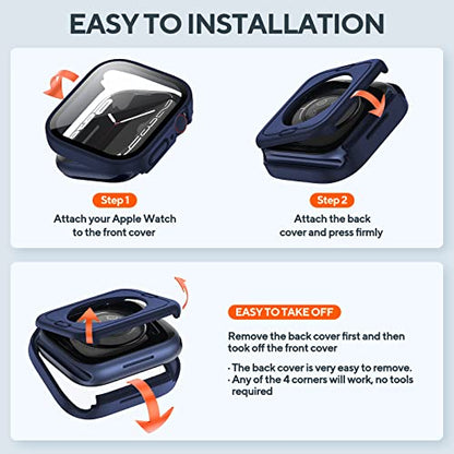 2-Pack Waterproof Case for 41mm Apple Watch Series 9/8/7 - color: Black/Blue, size: 41mm (Series 9/8/7)
