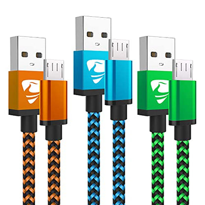 Aioneus Micro USB Cable，3-Pack 6ft Micro USB Charger Compatible with PS4, High Speed Android Charging Cable for Samsung Galaxy S7 Edge S6 S5 S2 J7 J7V J5, LG K40 K20, Fire Tablet, PS4, Xbox, Kindle - size: Micro 6ft+6ft+6ft, style: Micro USB