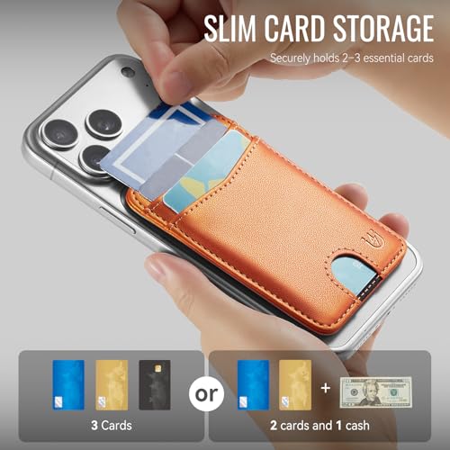 for Magsafe Wallet Magnetic Card Holder RFID Blocking, Orange - color: Orange