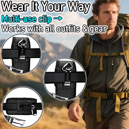 DpS Cell Phone Holster for iPhone SE 2020/2022, iPhone 8,7,6s,6,13 Mini/12 Mini- Phone Belt Holder Case with Clip, Heavy Duty Nylon Carrying Pouch w Card Holder (Fits Otterbox Cover on),Black (Small) - size: Small