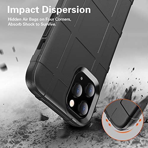 Rugged Shield TPU Thick Solid Armor Tactical Protective Case Compatible with iPhone 12 Pro Max (6.7 inches) - Dark Black - color: Dark Black, size: iPhone 12 Pro Max