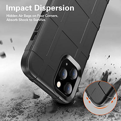 Rugged Shield TPU Thick Solid Armor Tactical Protective Case Compatible with iPhone 12 Pro Max (6.7 inches) - Dark Black - color: Dark Black, size: iPhone 12 Pro Max