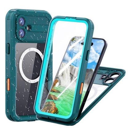 Fit with iPhone 16 Plus Phone Case IP68 Waterproof Magnetic - color: Cyan-Teal, size: iPhone 16 Plus 6.7 inch