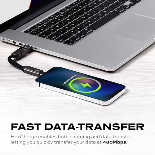 Statik HexCharge Keychain Charger Cable - Portable 4 in 1 Charging Cable Key Ring, 60W Fast Charging, Universal Multi Charging, Compatible with iPhone, USB C, and USB A - size: 1 Pack