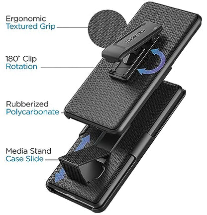 Encased DuraClip Designed for iPhone 15 Case with Belt Clip Phone Holster and Kickstand (Matte Black) - size: iPhone 15