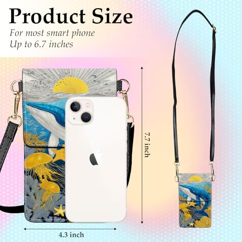 Small Crossbody Bags for Women Touchscreen Cell Phone Bag Cross Body Purses with adjustable Strap,Gifts For Teenage Girls - color: Vibrant Whimsical Whale
