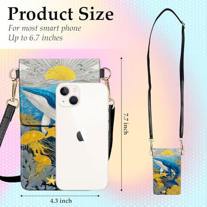 Small Crossbody Bags for Women Touchscreen Cell Phone Bag Cross Body Purses with adjustable Strap,Gifts For Teenage Girls - color: Vibrant Whimsical Whale