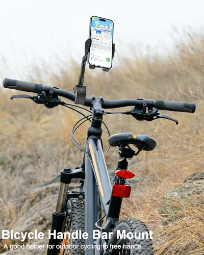Gooseneck Phone Holder for Bike - Motorcycle Phone Mount, 360° Rotatable Adjustable Cell Phone Handlebar Clamp, Scooter Phone Clip, for iPhone Air 17 Pro Max 16 1514 13, S25, 4.7-7" Smartphones