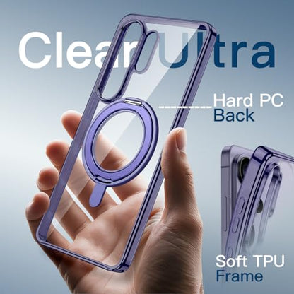 JETech Rotatable Ring Stand Case for Samsung Galaxy S26 Ultra, Heron Purple | Compatible with MagSafe, Clear Back, Stand & Ring Holder, Shockproof Protection - color: Heron Purple, size: Galaxy S26 Ultra