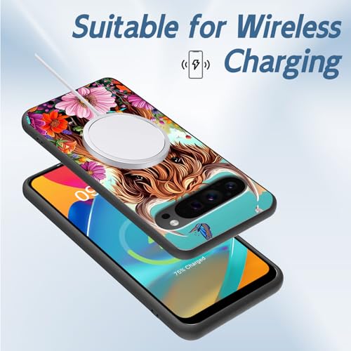 for Google Pixel 9 Pro XL Phone Case TPU Shockproof Full Body Protection Cover 6.8" Cute Highland Cow for Pixel 9 Pro XL Lightweight Compatible Wireless Charging Screen Protector Film - color: Cute Highland Cow