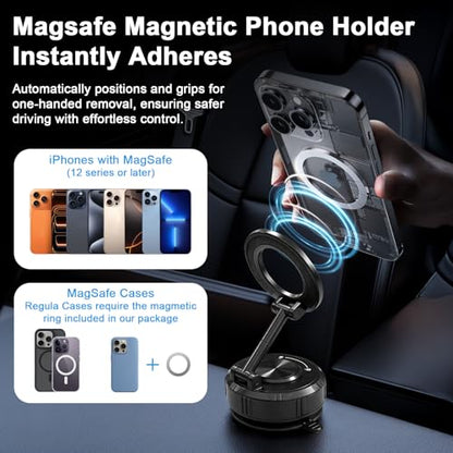 Car Mount, Vacuum Suction Phone Holder for Car, Car Phone Holder Mount, 360° Adjustable Phone Holder Wall Mount, Car Accessories for iPhone 17/16/15/14 Pro Max Cell Phone