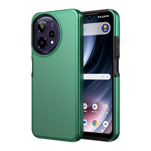 for Cricket Icon Plus 2026 (Plus Version Only) /AT&T Verge 2 Case with Tempered Glass Screen Protector,Dual Layer Heavy Duty Shockproof Protection (Dark Green) - color: Dark Green