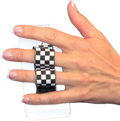 LAZY-HANDS 2-Loop Phone Grip - FITS Most - Black & White Checkers - color: Black & White Checkers - Fits Most