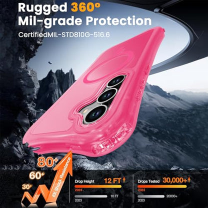 WRJ Magnetic Matte for Samsung Galaxy S26 FE Case,Samsung S25 FE Case [Fit for MagSafe][Military Grade Drop Protection] Translucent Shockproof Protective Phone Case-Hot Pink - color: Hot Pink, style: Matte