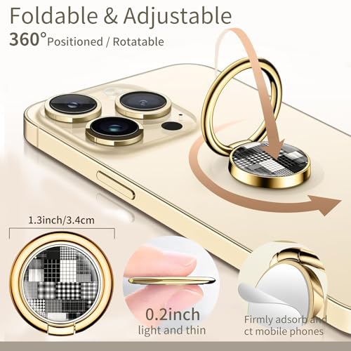 Cell Phone Ring Holder, Cute Phone Ring Grip Stand, 360°Rotation Funny Metal Kickstand Finger Grip Luxury Checkerboard - color: Luxury Checkerboard