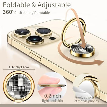 Cell Phone Ring Holder, Cute Phone Ring Grip Stand, 360°Rotation Funny Metal Kickstand Finger Grip Luxury Checkerboard - color: Luxury Checkerboard