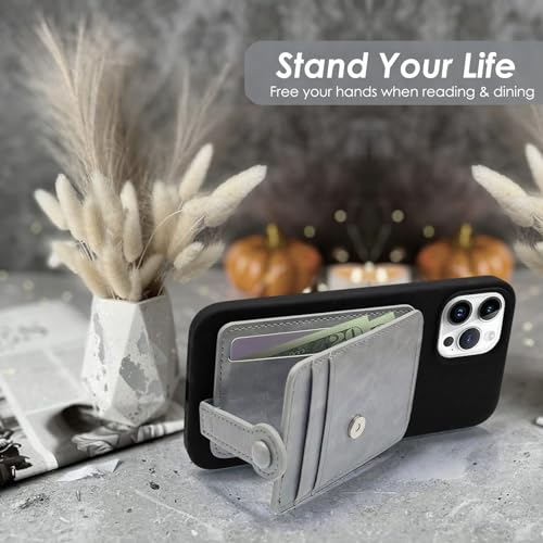 M-Plateau Phone Wallet Stick On – Adhesive Card Holder, Durable & Stylish Multi-Functional Wallet Attachment for Cell Phones, Secure and Slim with Adhesive(Pure Grey) - color: Pure Grey
