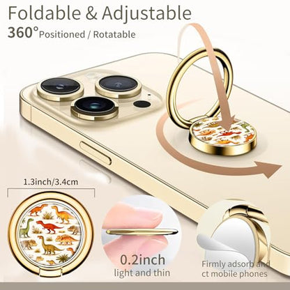 Cell Phone Ring Holder, Cute Phone Ring Grip Stand, 360°Rotation Funny Metal Kickstand Finger Grip Colorful Cute Dinosaurs - color: Colorful Cute Dinosaurs