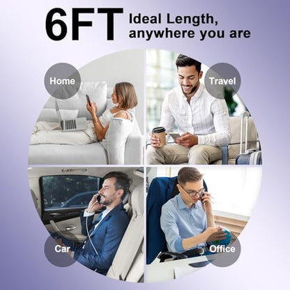 [Apple MFi Certified] iPhone Charging Cable,2Pack 6Ft Multi Chargers Cord - color: CLWhite