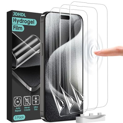 Screen Protector [3 Pack Soft Hydrogel Film for iPhone 15 Pro/15, Upgraded Non-breakable Flexible TPU] - size: iPhone 15 Pro/15 (6.1")