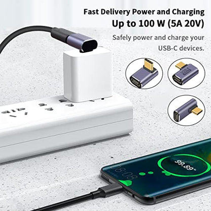 Poyiccot USB C Right Angle Adapter Set 3 Pack, 90 Degree USB C Angle Adapter, 40Gbps Type C Extender PD 100W USBC Male to Female Angled Extension for Laptop, Steam Deck, MacBook, Mobile Phone - style: usb c 90 degree 3pack