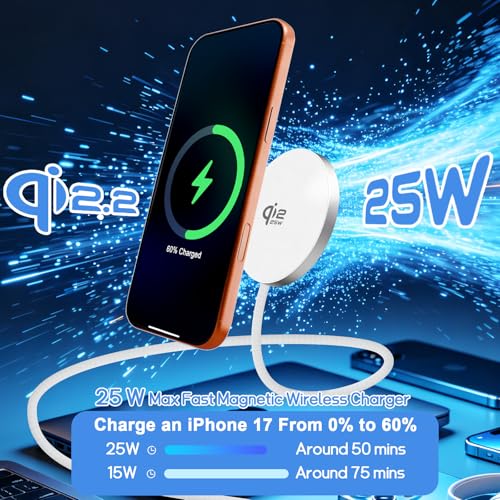 25W Wireless Charger for iPhone Magnetic Fast Charging Pad for Galaxy S26 - color: White