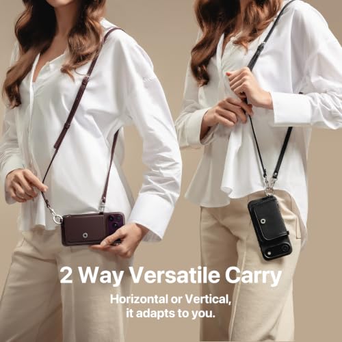 MAGEASY Pouch MagSafe Crossbody Wallet Phone Case for iPhone 18 Pro & 17 Pro - Removable Wallet with Strap, 16ft Drop Protection, Card Holder Coin Pocket Magnetic Purse Case with Lanyard (Camel Brown) - color: Camel Brown, size: iPhone 17/18 Pro