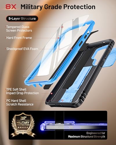 Poetic Revolution Case for Samsung Galaxy S26 Ultra, [Slide Camera Cover], [20FT Mil-Grade Drop Tested], Full-Body Military Grade Rugged Dual-Layer Shockproof Cover with Kickstand, Light Blue - color: Light Blue, size: Galaxy S26 Ultra