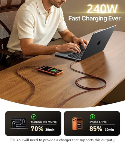 USB C to C Cable 6FT, 240W USB C to USB C Cable Fast Charging, iPhone USB C - color: Red, size: 6FT, style: 240W USB C to USB C