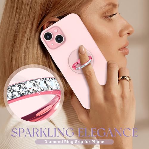 2 Pcs Jsoerpay Clear Phone Ring Holder with Diamond, Pink - color: 2 Pink Diamond
