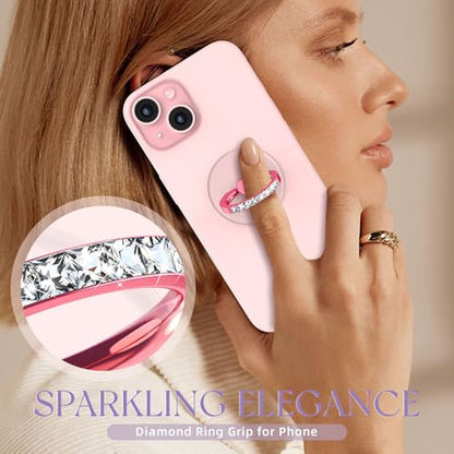 2 Pcs Jsoerpay Clear Phone Ring Holder with Diamond, Pink - color: 2 Pink Diamond