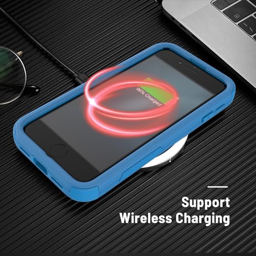 X-belmox Heavy Duty Phone Case for iPhone SE 2022 (3rd Gen) with Glass Screen Protector, 3 in 1 iPhone SE 2020 Case [Shockproof] Rugged Protective [Drop Proof] iPhone 7/8 case 4.7" - Sea Blue - color: Sea Blue