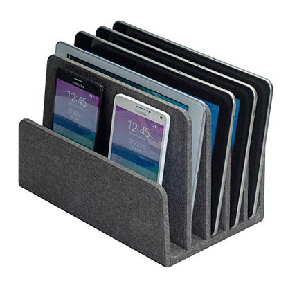 MobileVision Multi Device Stand & Organizer for Smartphones, Tablets and Laptops, Executive Dark Gray, 5 Slots - color: Dark Gray