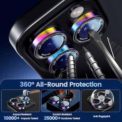CACOE Camera Lens Protector for iPhone 14/15/16/17 Pro/Pro Max Cover - color: Colorful