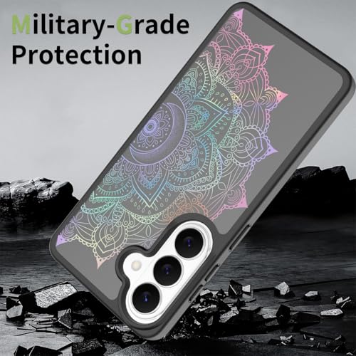 for Samsung Galaxy S26 5G Case: Cute Flowers Floral Design for Girls Women Translucent Matte Slim Soft TPU Bumper Shockproof Silicone Cell Phone Cover (Rainbow Mandala) - color: Rainbow