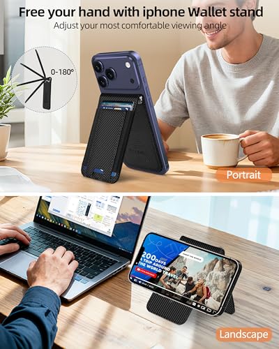 for Magsafe Wallet with Money Clip, Works with Apple Find My, 8 Card Holder - color: Carbon Fiber Black