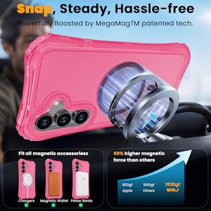 WRJ Magnetic Matte for Samsung Galaxy S26 FE Case,Samsung S25 FE Case [Fit for MagSafe][Military Grade Drop Protection] Translucent Shockproof Protective Phone Case-Hot Pink - color: Hot Pink, style: Matte