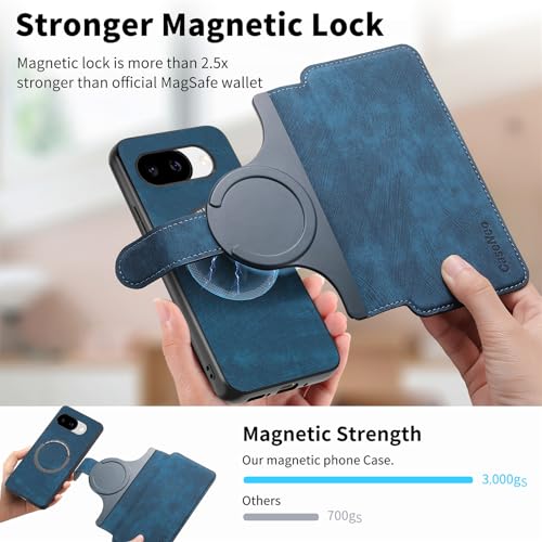 2 in 1 Detachable Wallet Case for Google Pixel 10a CMG Blue | PU Leather Magnetic Flip Folio Case with RFID Blocking Card Holder, Credit Card Slots Kickstand, Shockproof Protective Cover - color: Blue, size: Google Pixel 10a