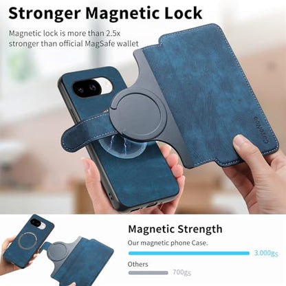 2 in 1 Detachable Wallet Case for Google Pixel 10a CMG Blue | PU Leather Magnetic Flip Folio Case with RFID Blocking Card Holder, Credit Card Slots Kickstand, Shockproof Protective Cover - color: Blue, size: Google Pixel 10a