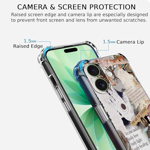 Case for iPhone 17 with Aesthetic Beige Desgin,Spiritual Hippie Quotes Collage,Clear Soft TPU Bumper Phone Cover,6.3"(Beige,17) - color: Beige, size: iPhone 17