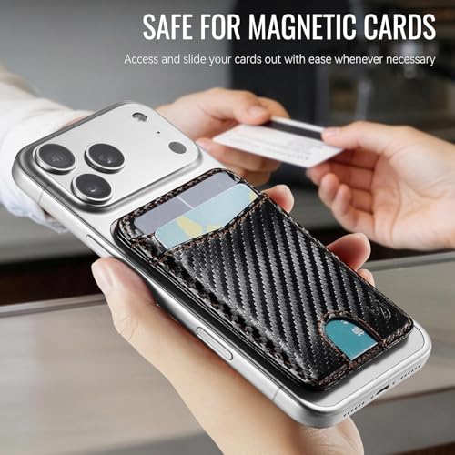 for Magsafe Wallet Magnetic Card Holder RFID Blocking, Carbon Black - color: Carbon Black