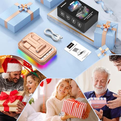JTEMAN Gifts for Men Women Phone Stand Bluetooth Speaker with Light and Charging Function, 360 Rotating Phone Holder Cool Tech Mom Dad Gifts Husband Unique Birthday Gift Ideas - Rose Gold - color: Rose Gold