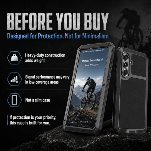 Metal Case for Samsung Galaxy S26 Case 6.3",Full Body Protective Cover Heavy Duty Shockproof [Tough Armour] Aluminum Alloy Case with Silicone Built-in Screen Protector - Black - color: Black