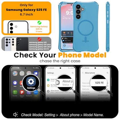 WRJ Magnetic Matte for Samsung Galaxy S26 FE Case,Samsung S25 FE Case [Fit for MagSafe][Military Grade Drop Protection] Translucent Shockproof Protective Phone Case-Ice Blue - color: Ice Blue, style: Matte